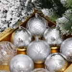 Новогодние шары «Волшебство ночи» 8 см (набор 12 шт), Серебро