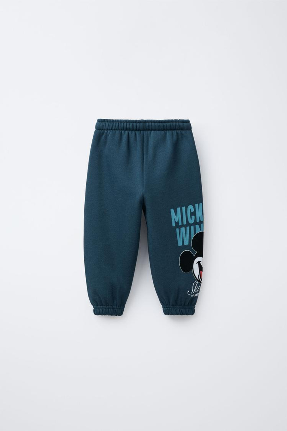 ZARA БРЮКИ-ДЖОГГЕРЫ FLOCK «МИККИ МАУС» © DISNEY, НЕФТЯНОЙ