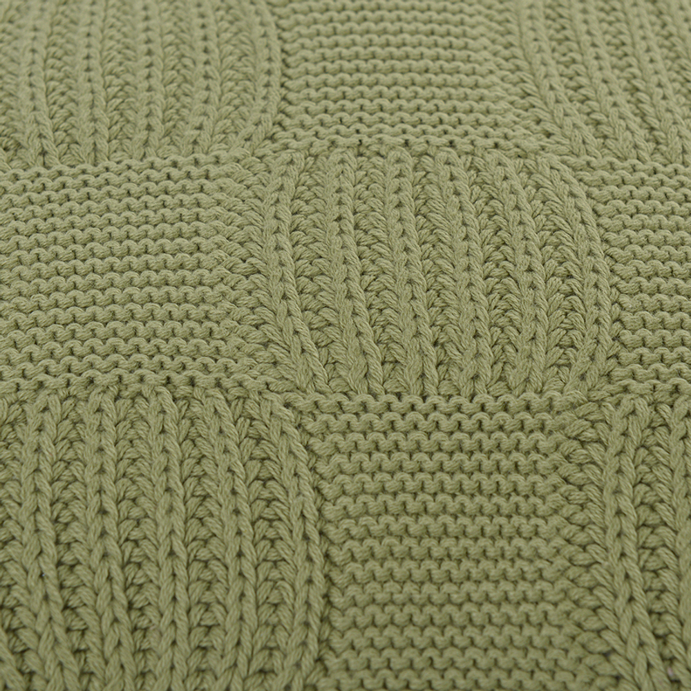 Подушка декоративная 50х50см Tkano Essential рельефной вязки травянисто-зеленая