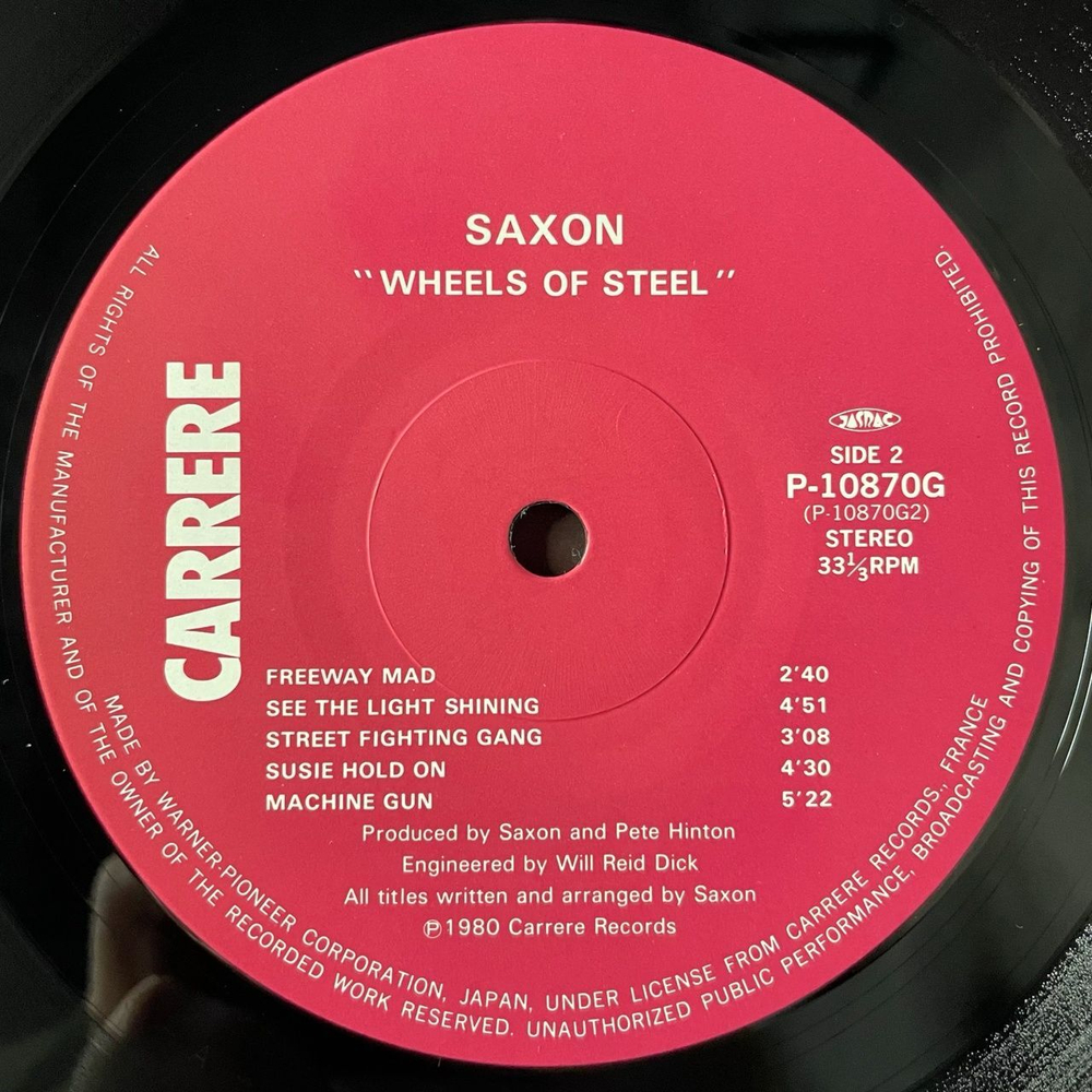 Винтажная виниловая пластинка LP Saxon Wheels Of Steel (Japan 1980) (No Obi)