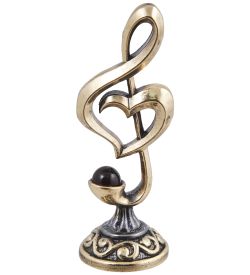 Народные промыслы AM-4036 Фигурка «Мелодия Любви» (латунь, янтарь)
