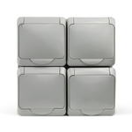 Розетка 4-м ОП Nix 16А IP54 250В с заземл. с крышкой сер. TOKOV ELECTRIC TKE-NX-R4Z-C06-IP54