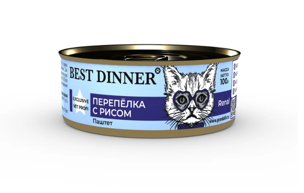 Best Dinner Консервы для кошек Renal перепелка,100 г.