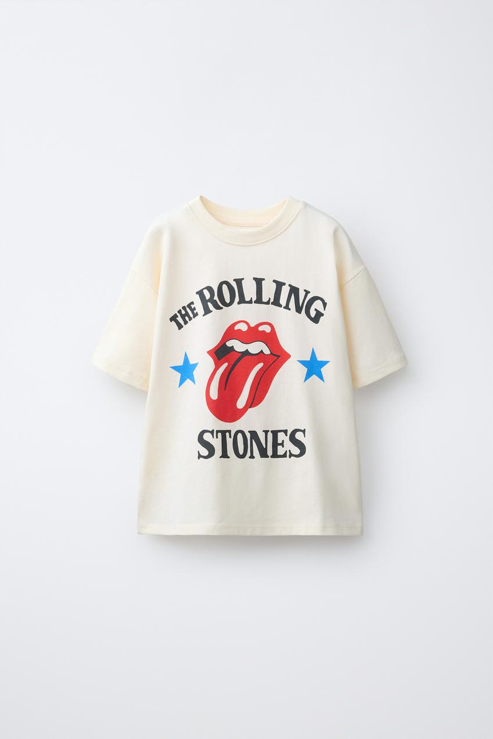 ZARA ФУТБОЛКА С ПРИНТОМ ROLLING STONES ©, ЭКРЮ