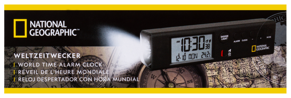 Часы Bresser World Time с термометром и фонариком