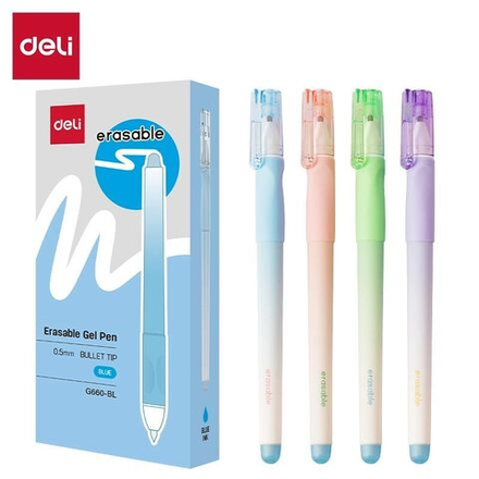 Ручка гелевая стираемая Deli "Erasable" синяя, 0,5мм