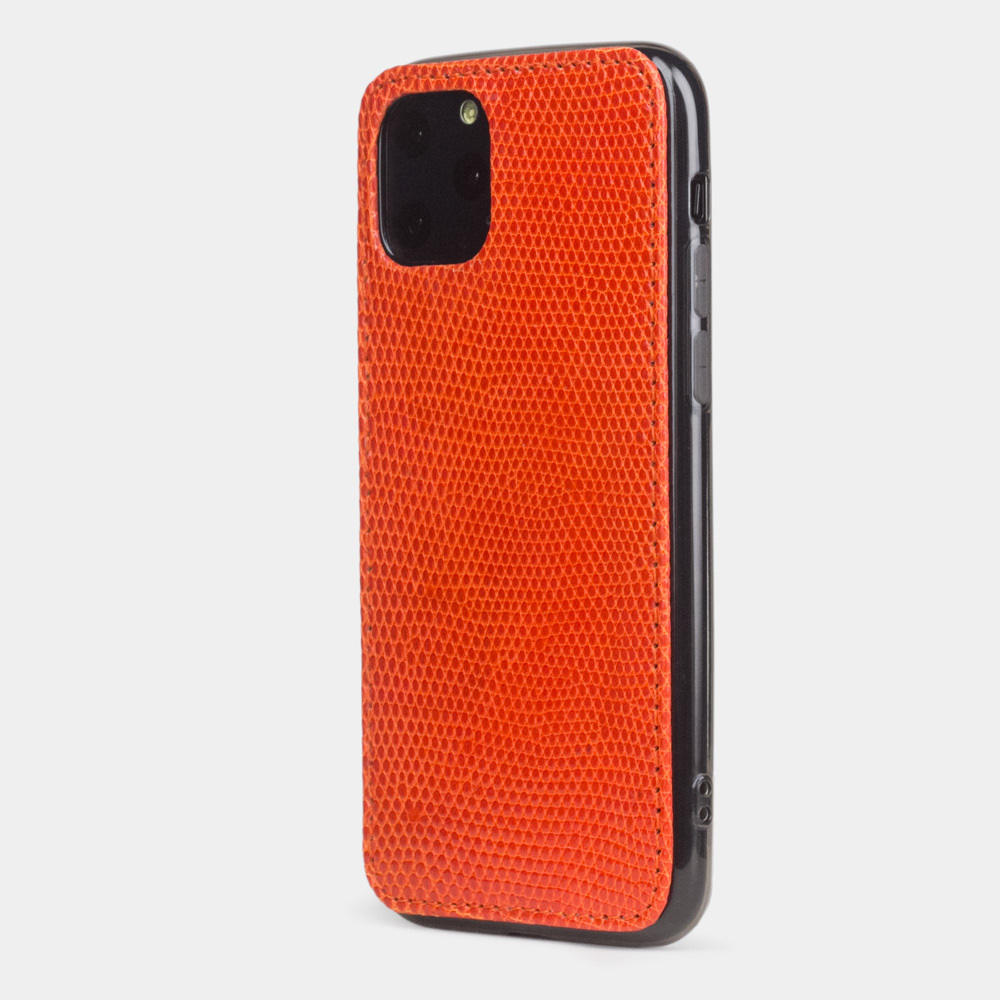 Чехол-накладка для iPhone 11 Pro из натуральной кожи ящерицы, оранжевого цвета