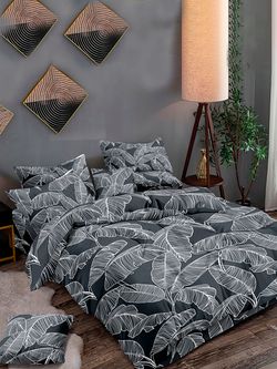 Постельное белье полисатин Simple House "Fern" семейное Наволочка 70х70 см 2 шт Простынь на резинке 160x200 см Пододеяльник 145x215 см 2шт