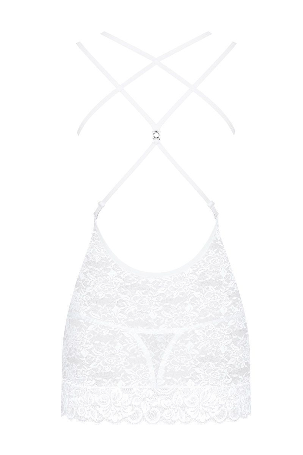 Облегающая кружевная сорочка на двойных бретелях (Размер: S-M) (Цвет: черный)