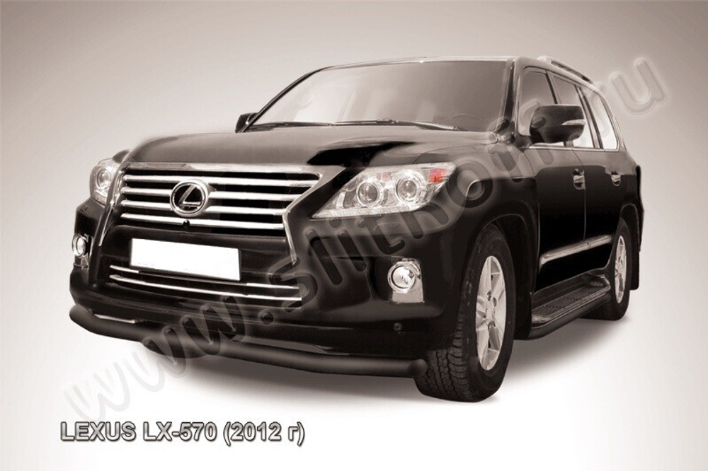 Защита переднего бампера (нержавейка) Lexus LX-570 (2012-2015) d76 (черный)
