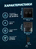 Выключатель сенсорный двухклавишный проводной для дома