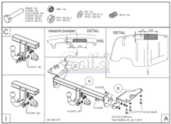 Оцинкованный фаркоп на Toyota Corolla E15 седан 2007-2013 (без электрики), Galia T060C