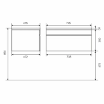 Тумба с раковиной для ванной Uperwood Eva, 75 см, подвесная, Крафт Табачный, выдвижной ящик