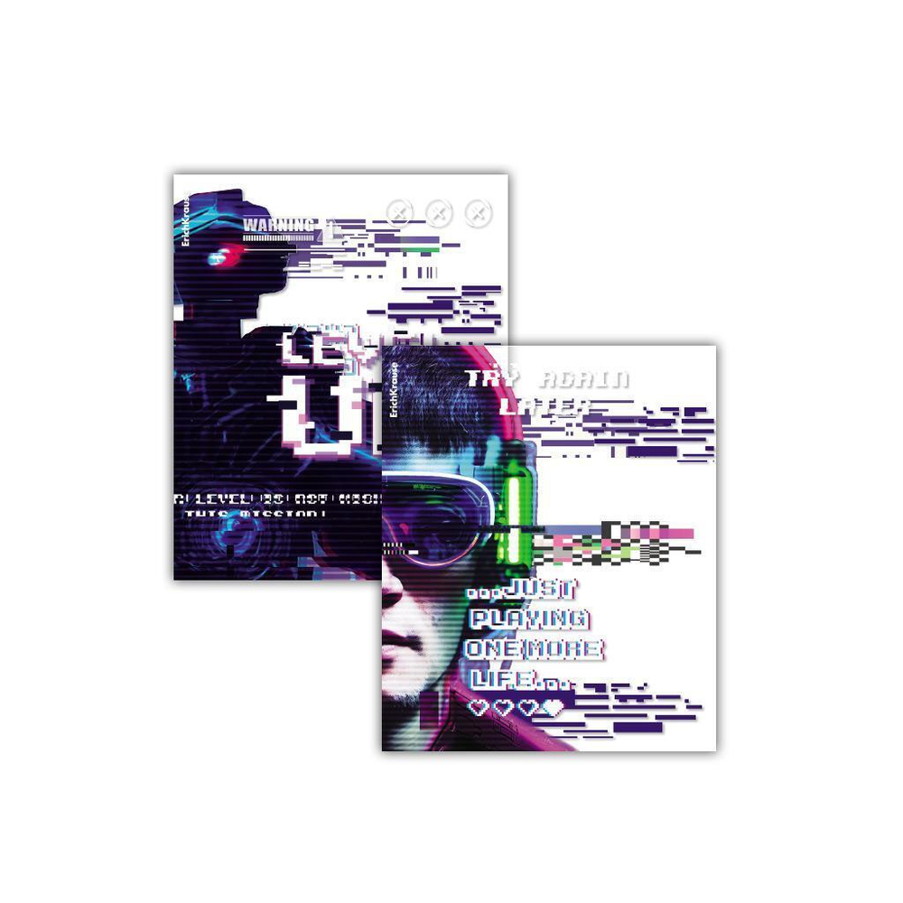 Обложки пластик. для тетрадей, дневников 12 шт. 212х347мм "Cyber Game" (ErichKrause)