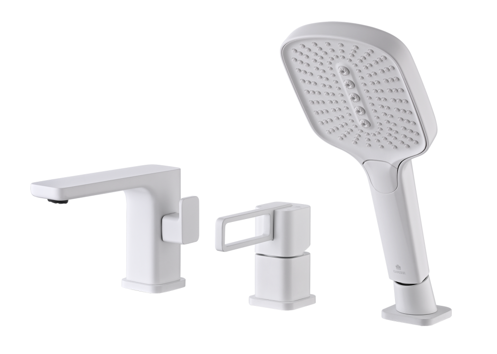 12133-F Смеситель на борт ванны (3-отв,БЕЛЫЙ)  GANZER (10/1шт)