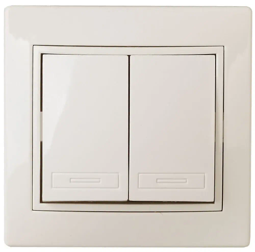 Выключатель Intro Plano 1-104-02 двухклавишный 10А-250В IP20 СУ слоновая кость