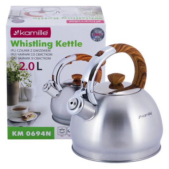 Чайник 2 л. из нержавеющей стали со свистком Kamille KM 0694N