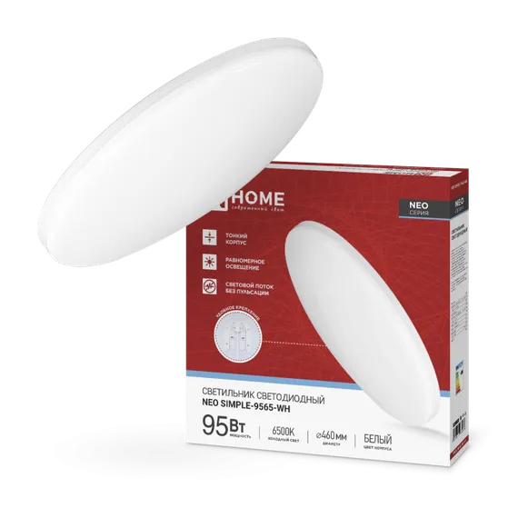 Светильник светодиодный NEO SIMPLE-9565-WH 95Вт 230В 6500K 7600Лм 460x67мм белый IN HOME