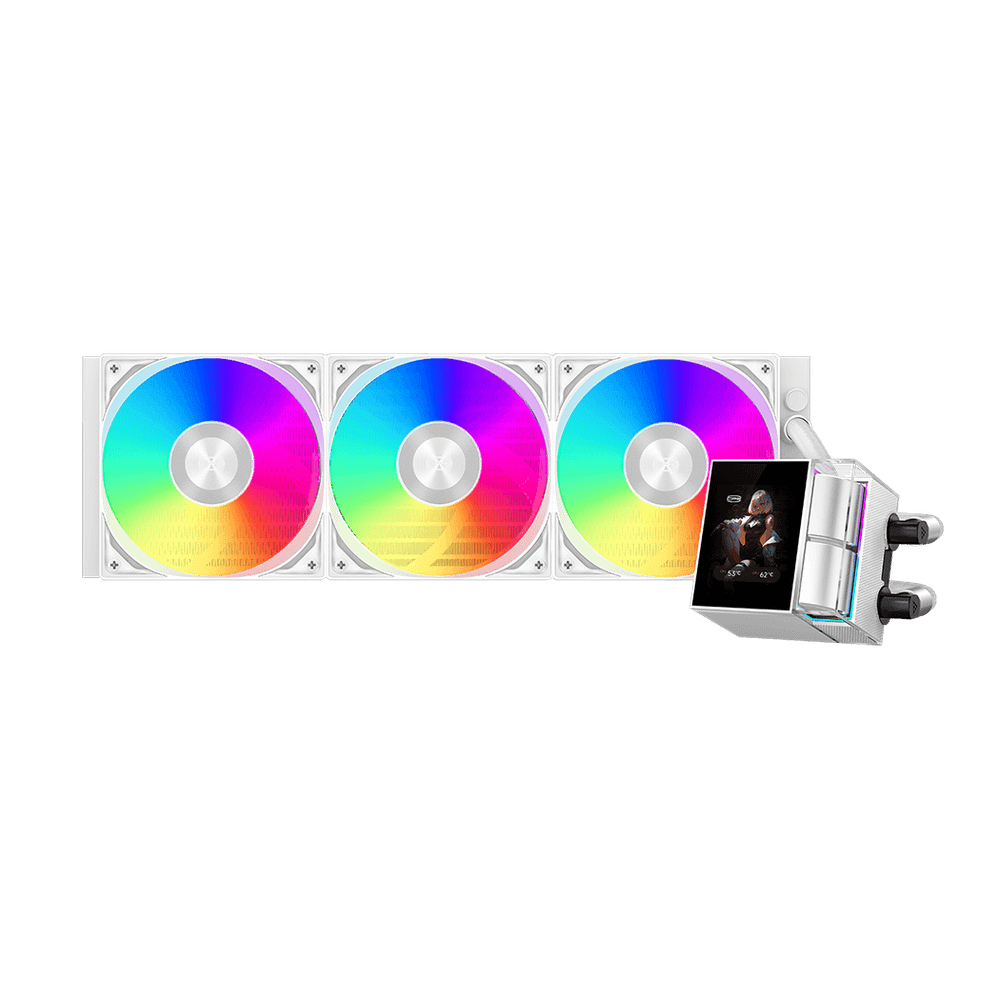 Водяное охлаждение для CPU PCCooler DS360 ARGB Display WH TDP 310W 115X/1200/1700/1851/AM4/AM5 Белый