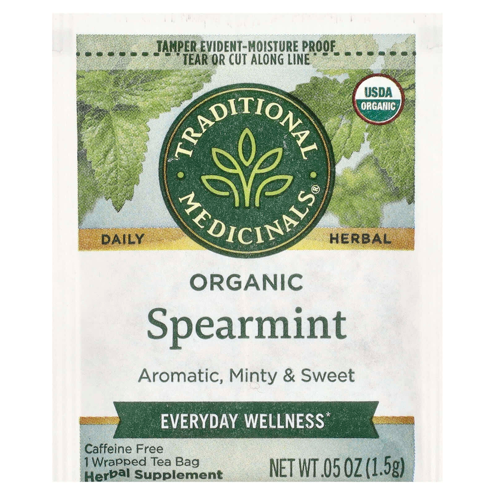 Traditional Medicinals, органическая мята, без кофеина, 16 чайных пакетиков, 24 г (0,85 унции)