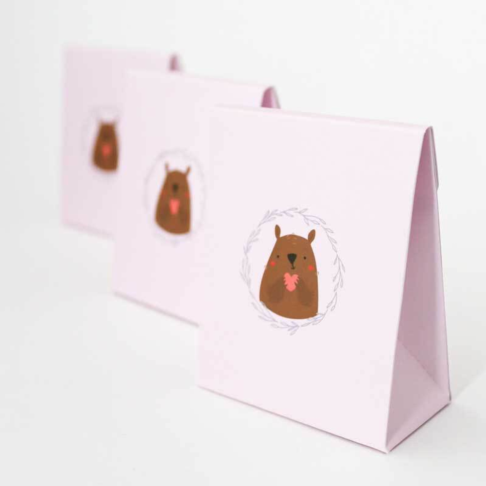 Пакетик подарочный объёмный «СКРОМНЫЙ МИШКА» 70x35x85 мм.