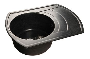 GRANFEST Мойка мрамор RONDO GF-R--650L чаша с крылом  650*500мм   черный  арт.GF-