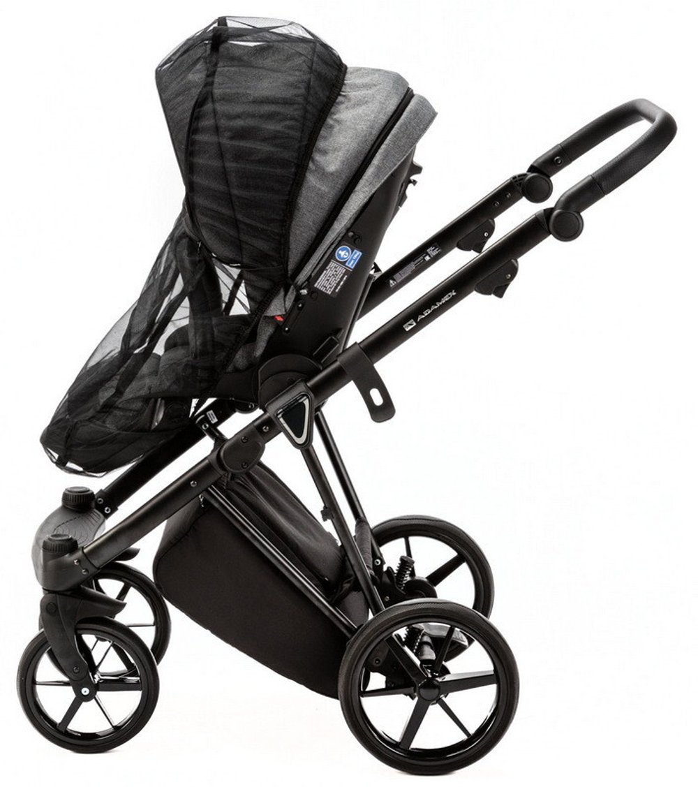 Детская коляска Adamex Belissa 3 в 1 B-PS34 (Т.СЕР.ТК+ГРАФИТ ПЕРЛ.ПЕРФ.КОЖА)