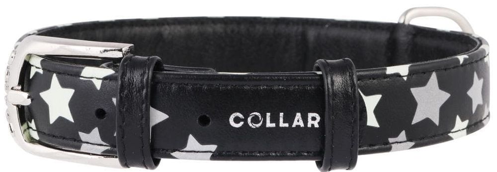 Ошейник "CoLLaR GLAMOUR" с узором "Звёздочка" (ширина 12мм, длина 21-29см) черный Ошейник "CoLLaR GLAMOUR" с узором "Звёздочка" (ширина 12мм, длина 21-29см) черный