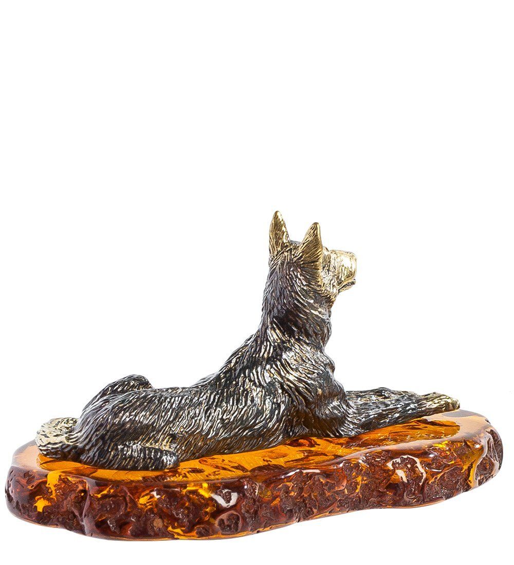 Народные промыслы AM-1310 Фигурка «Овчарка» (латунь, янтарь)