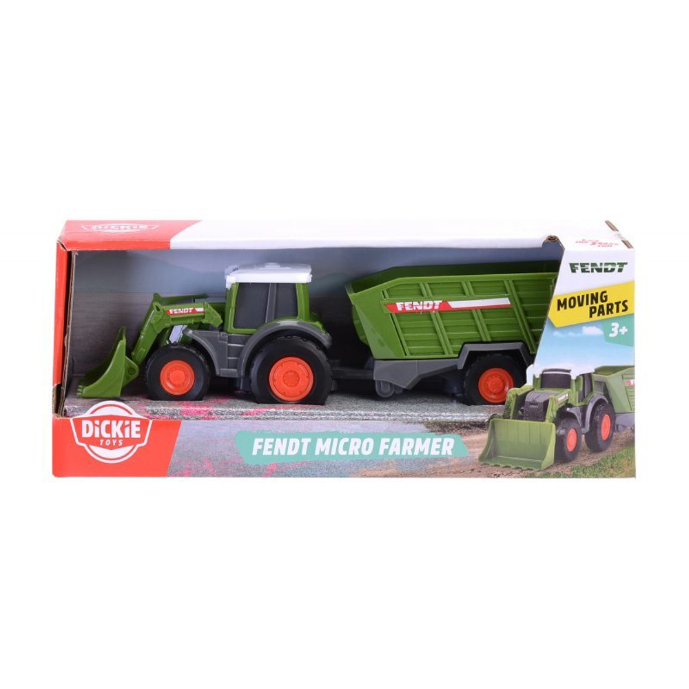Dickie Farm - Сельскохозяйственная техника Трактор с экскаватором + прицеп для сена 3732002 C