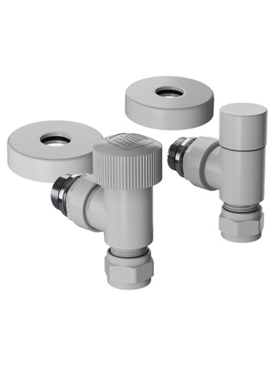 Набор термостатический угловой Royal Thermo Design Pro 15мм М30х1,5 (Белый)