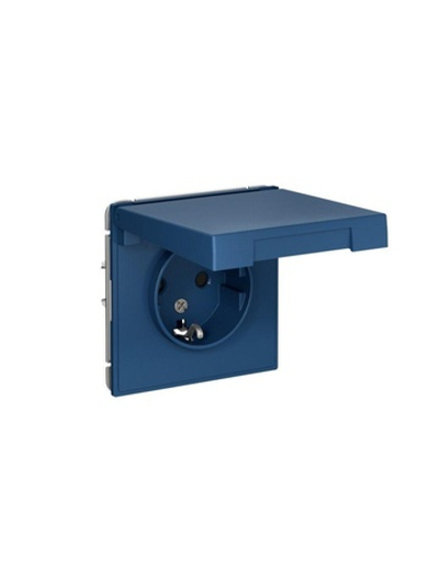 Розетка ArtGallery 16А IP20 с заземл. защ. шторки с крышкой механизм аквамарин SE GAL001146