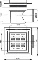 Сливной трап AlcaPlast APV10 150 x 150/110