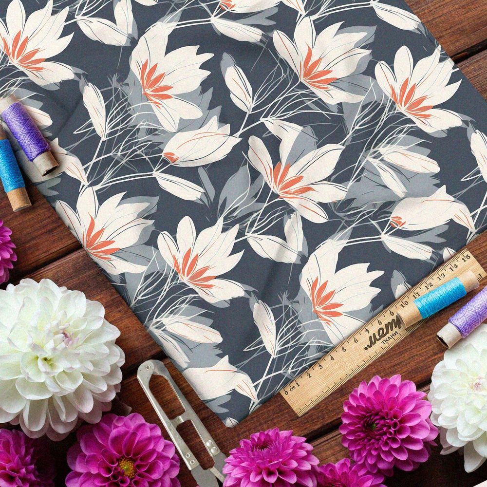 Ткань премиум шифон шепот цветов