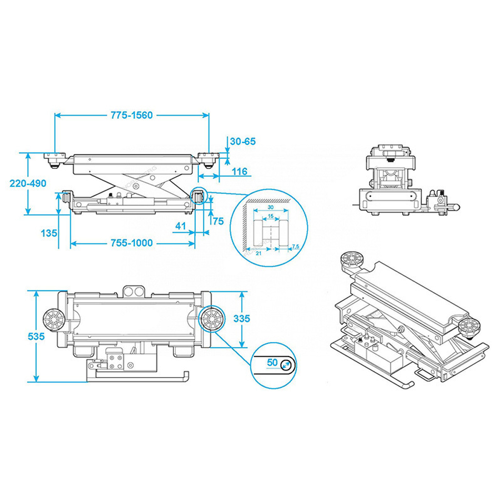 NORDBERG (N423_G) Траверса с ручным приводом, серая 2 т