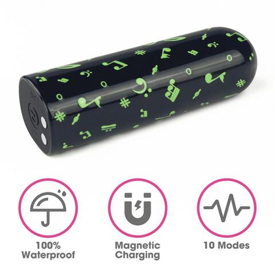 Мини-вибратор Rechargeable Glow-in-the-dark Music Massager - 8,5 см. (Цвет: черный)