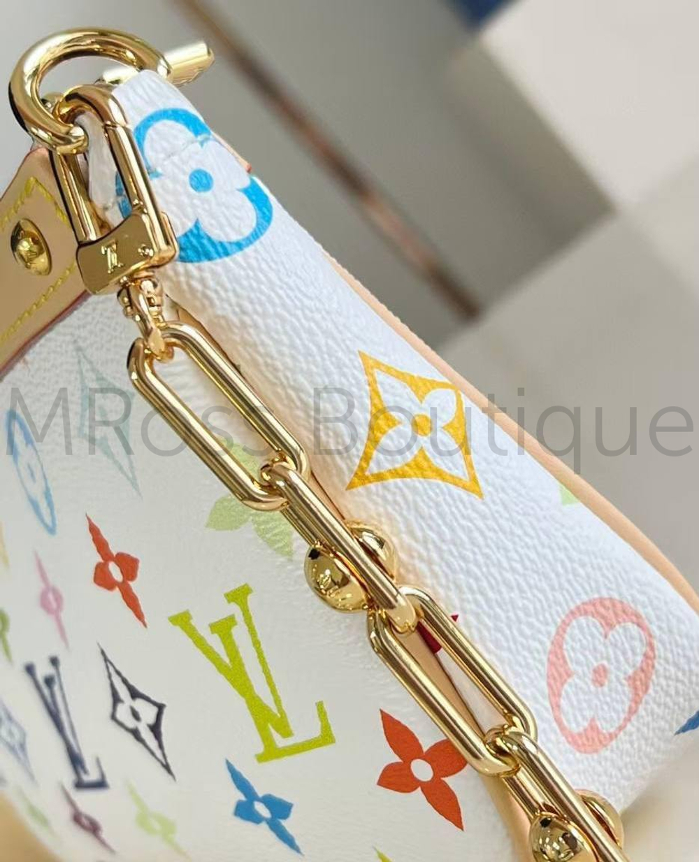 Сумка-клатч Louis Vuitton x Takashi Murakami Pochette женская белая c цветными узорами