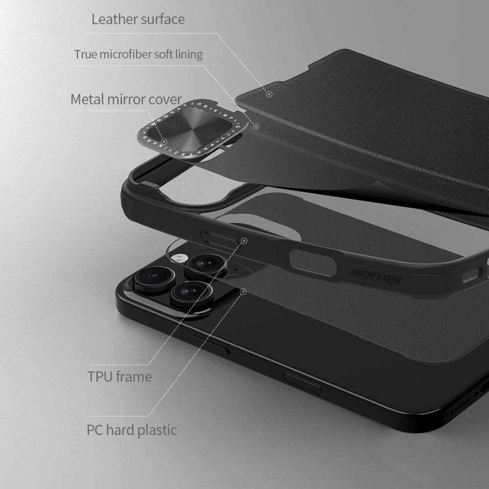 Кожаный чехол-книжка Nillkin Leather Qin PROP Plain для iPhone 16 Pro