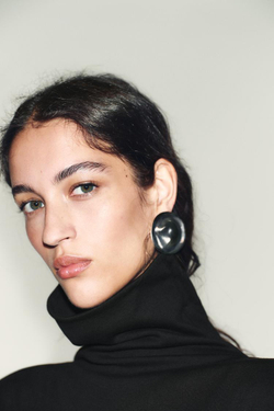 ZARA ХЛОПКОВОЕ БОДИ С ВОРОТНИКОМ-СТОЙКОЙ, ЧЕРНЫЙ