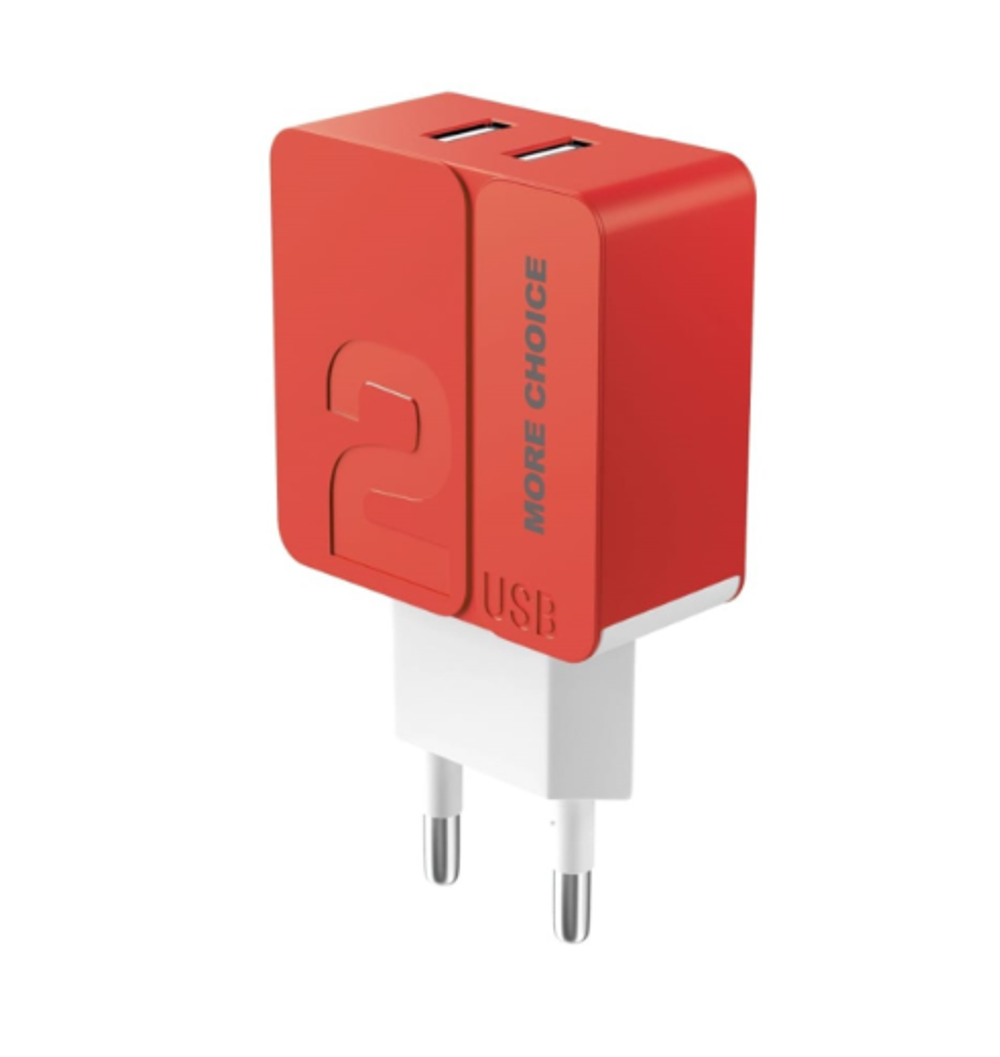 Зарядное устройство More Choice NC46 2.4А красное