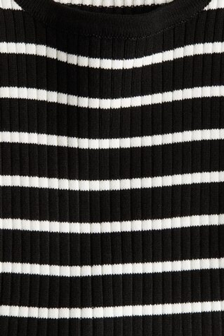 H&M Топ на бретелях в рубчик, черный/белый