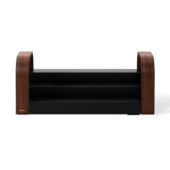 Полка для специй трехъярусная раздвижная bellwood, черная/орех