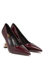 Женские кожаные бордовые туфли с авторским квадратным каблуком