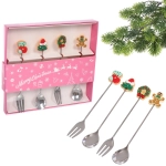 Набор для десерта «Символы праздника» 4предмета (2ложки+2вилки) в подарочной коробке,цвет серебро