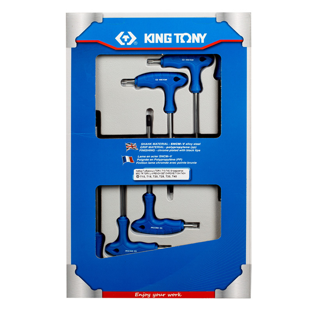 KING TONY (22306PR) Набор Г-образных ключей TORX с отверстием, T10-T40, 6 предметов
