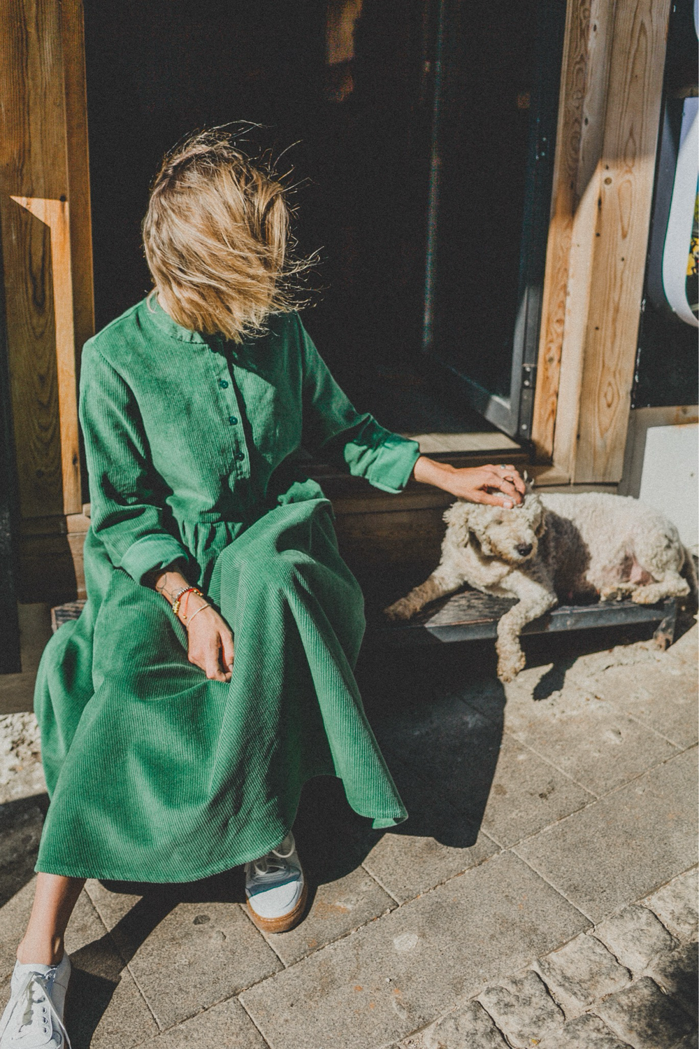 Платье оверсайз, зеленый вельвет