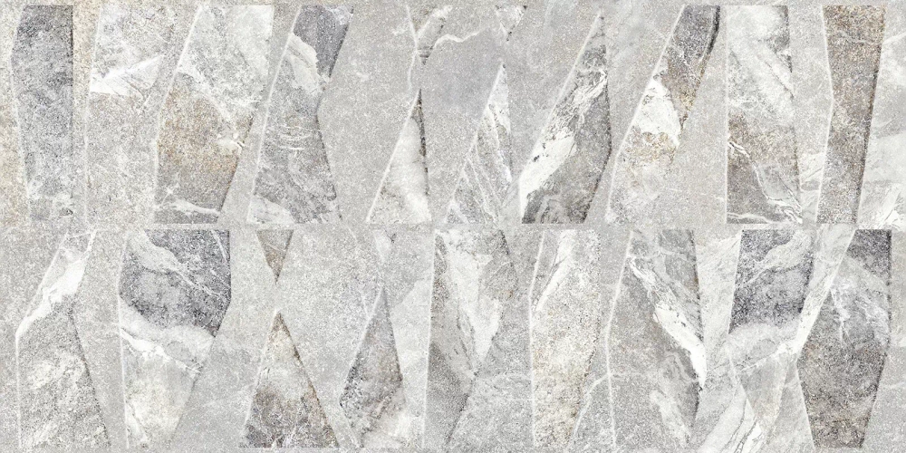 Настенная плитка Alma Ceramica TWU2550PRS27 Persey 24.9x50 серая матовая / рельефная под камень / мозаику