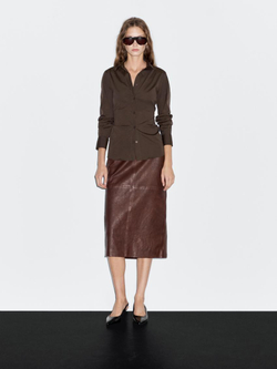 Massimo Dutti Эластичная рубашка из смесового хлопка, коричневый