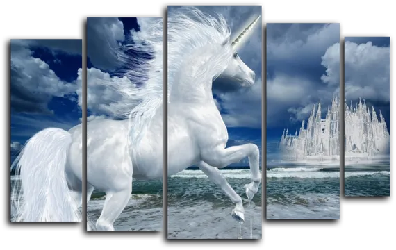 Модульная картина "Белый единорог"