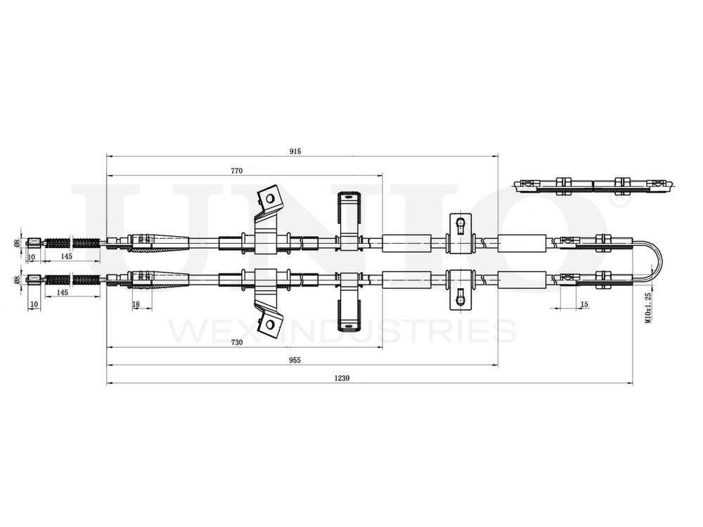 Трос стояночного тормоза задний UNIO CAB-60001